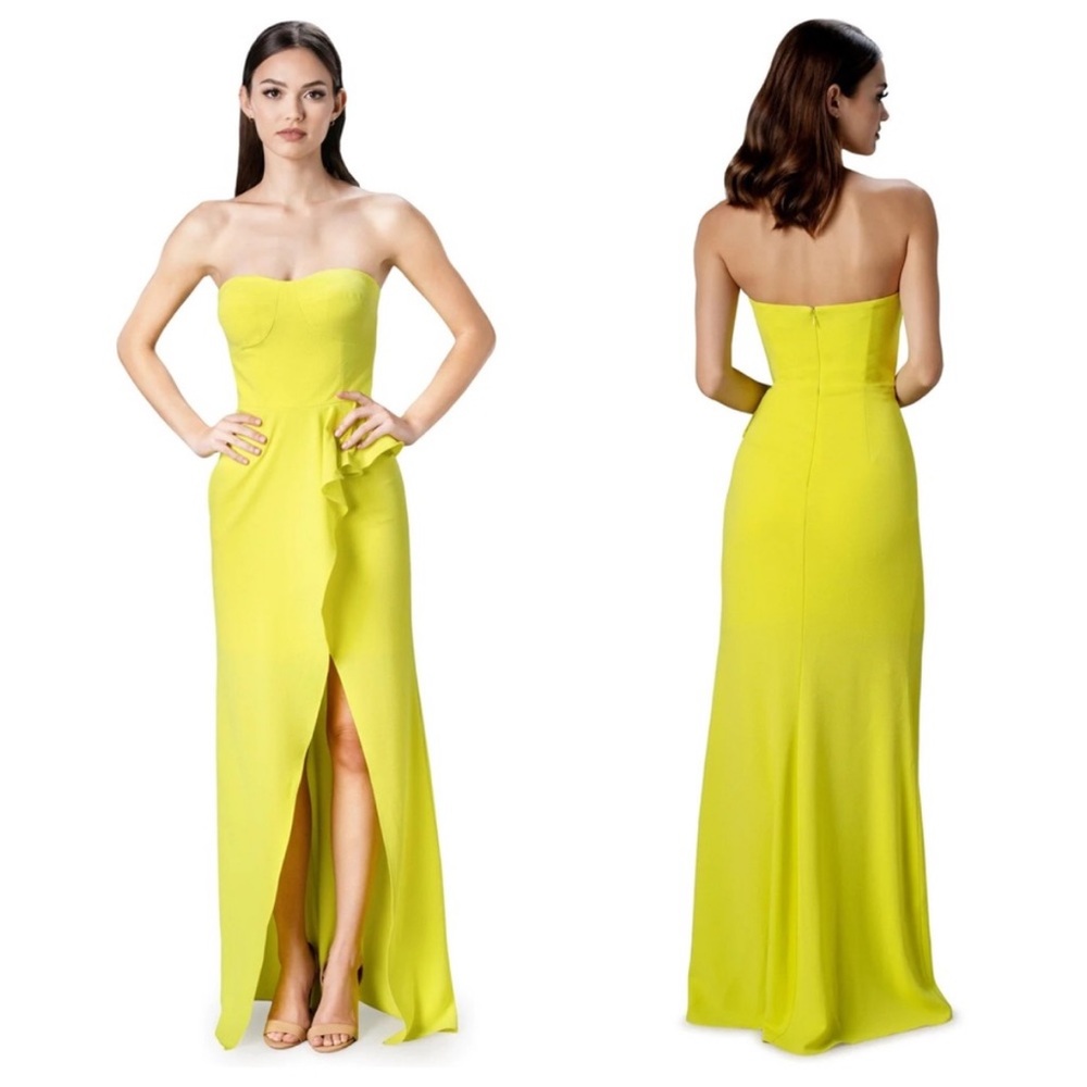 Dress The Population Kai Evening Gown Lemongrass Maxi Dress Women's XS